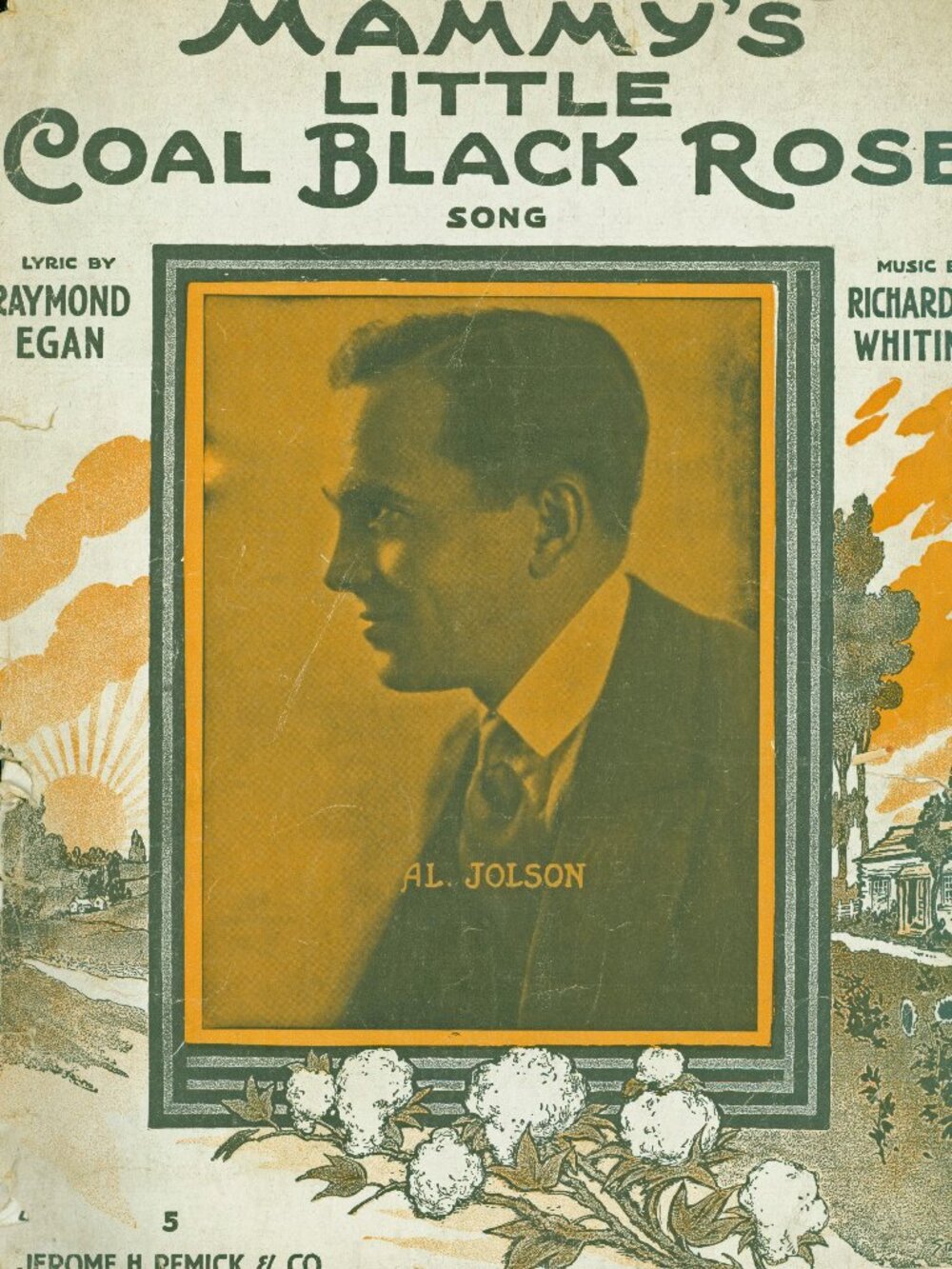 MAMMY'S LITTLE COAL BLACK ROSE Raymond Egan/Al Jolson- Antiq. 11x14 Sht.Mus-1916